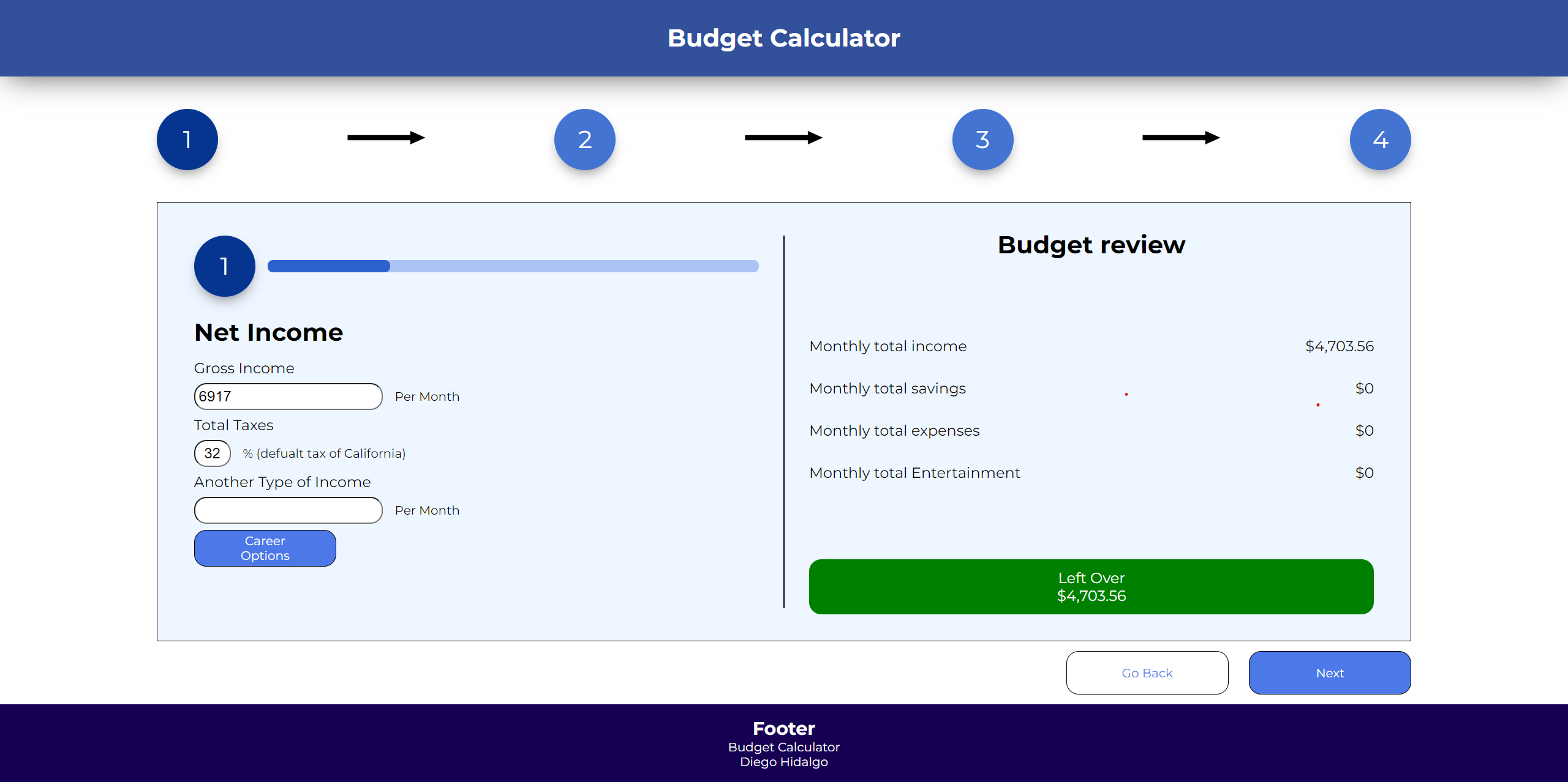 A photo of Budget calculator website